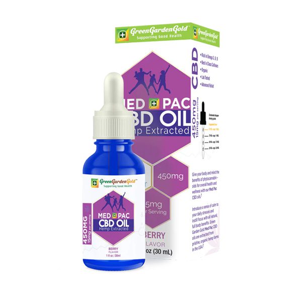 Med Pac CBD Hemp Extracted Oil, Berry Flavor, 450mg (15mg per serving), 1 fl oz (30ml)