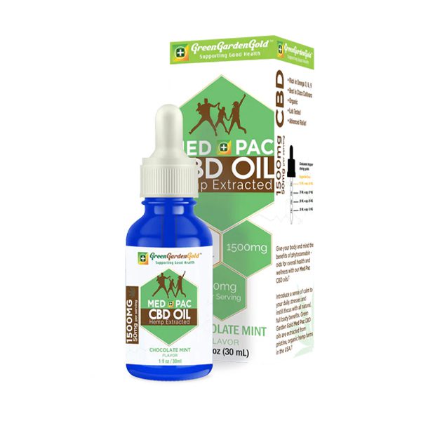 Med Pac CBD Hemp Extracted Oil, Chocolate Mint Flavor, 1500mg (50mg per serving), 1 fl oz (30ml)