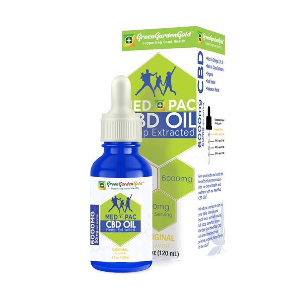 Med Pac CBD Hemp Extracted Oil, Original Flavor, 6000mg (50mg per serving), 4 fl oz (120ml)