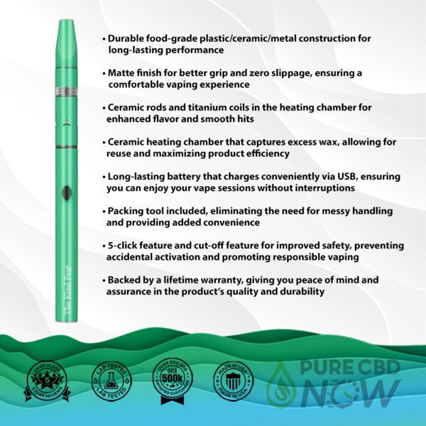 Key Features of the Kind Pen Slim Wax CBD Vape