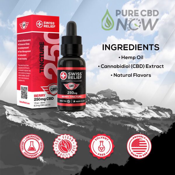 Swiss Relief Berry CBD Oil Tincture 500-3000mg Ingrediants