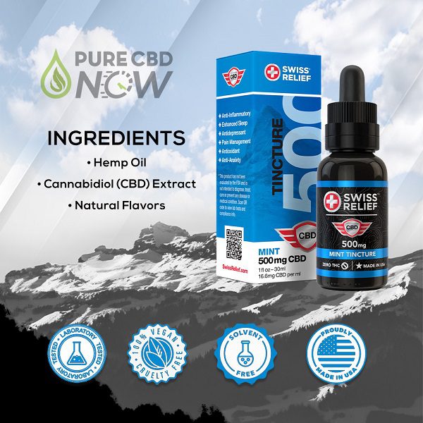 Swiss Relief Mint CBD Oil Tincture 500-3000mg Ingredients