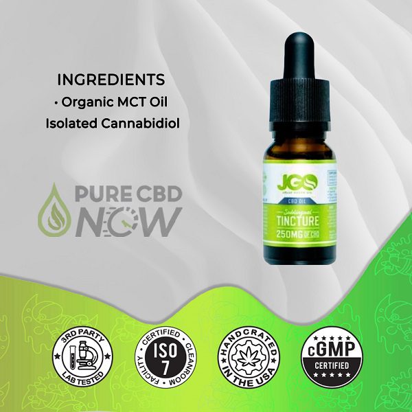 JGO 250mg Sublingual CBD Oil Tincture 15ml Ingredients