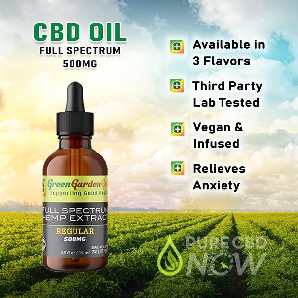 Green Garden Gold Full Spectrum Hemp Extract 500mg Oil Facts (Available in 3 Flavors, Relieves Anxiety, Vegan and Infused, Third Party Lab Tested)