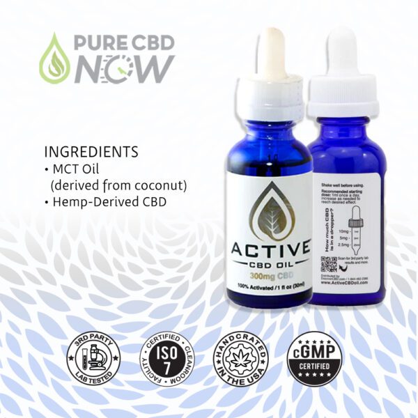 Active CBD Oil MCT Tincture 300mg Ingredients