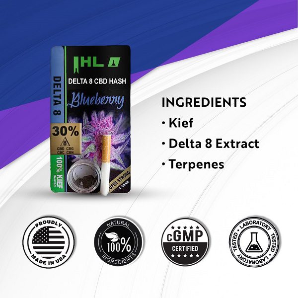 Delta 8 CBD Hash Sativa Black Hash Blueberry Ingredients