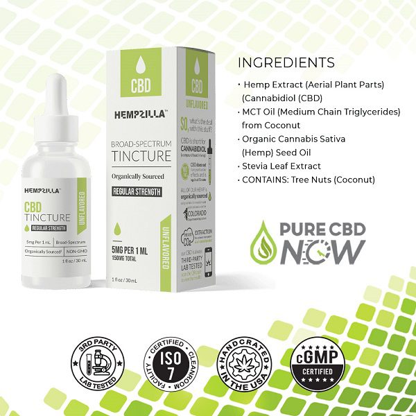 Hempzilla CBD Unflavored Tincture Ingredients