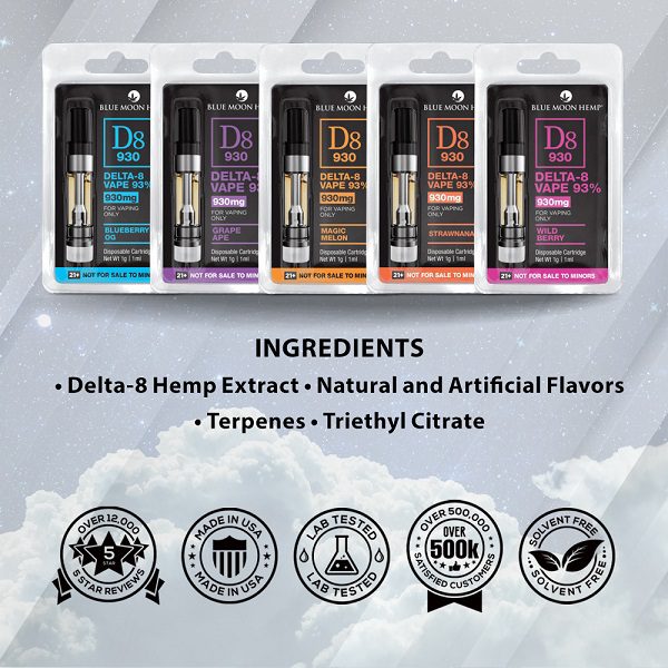 Blue Moon Hemp Delta 8 Vape Cartridge Ingredients