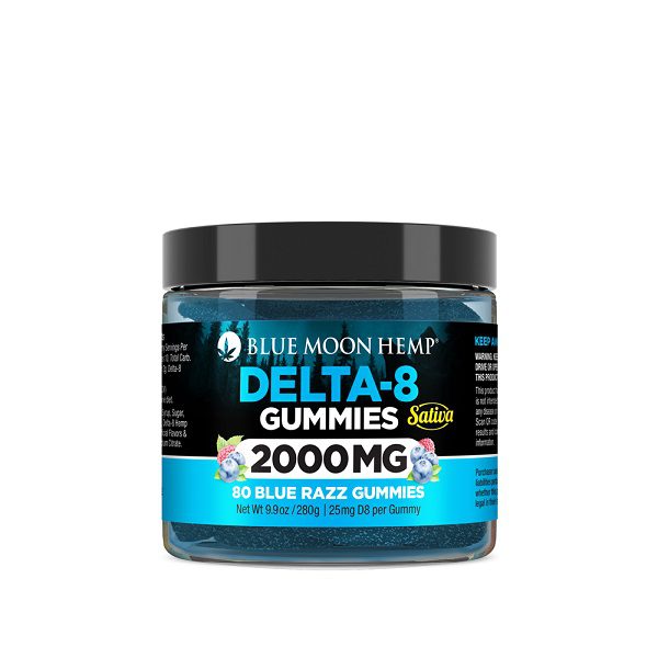 Delta 8 Blue Razz Gummies 2000mg