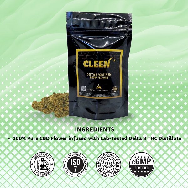 Cleen cbd Delta 8 THC Hemp Flower Ingredients