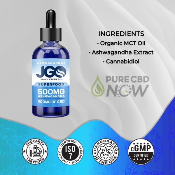 JGO Ashwagandha SUPERFOOD CBD 500mg Ingredients