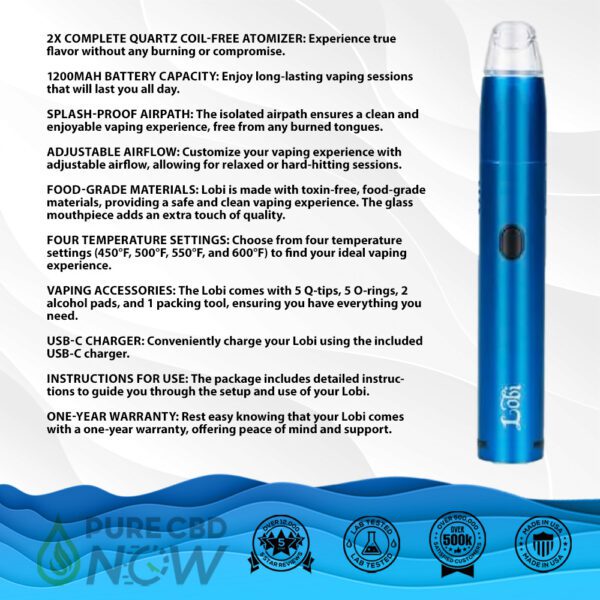 Key features of the Lobi CBD Wax Vape Pen