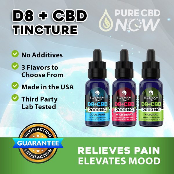 Blue Moon Hemp D8 and CBD Tincture 2000mg flavors