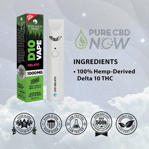 Blue Moon Hemp Delta 10 Disposable Vape Pen 1 Gram Ingredients