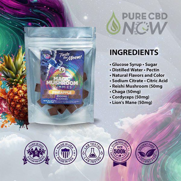 Mushroom Pineapple Gummies 2000mg (10ct) Ingredients