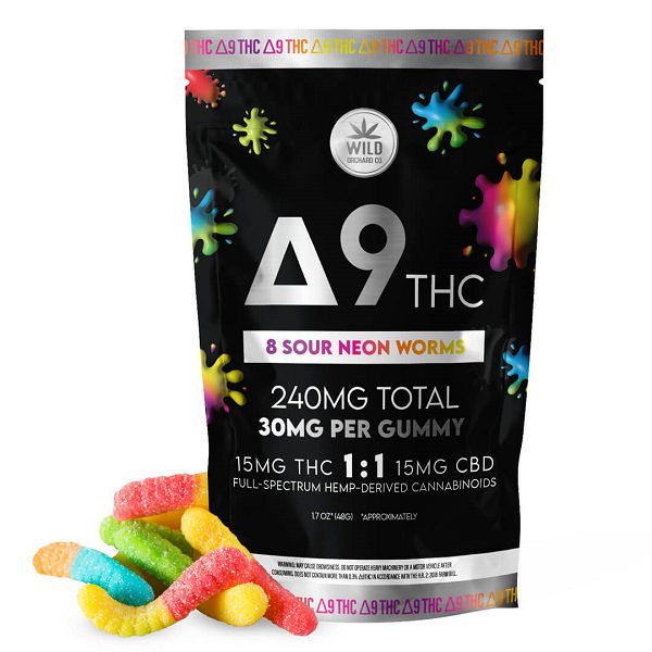 Delta 9 Sour Neon Worms 240mg