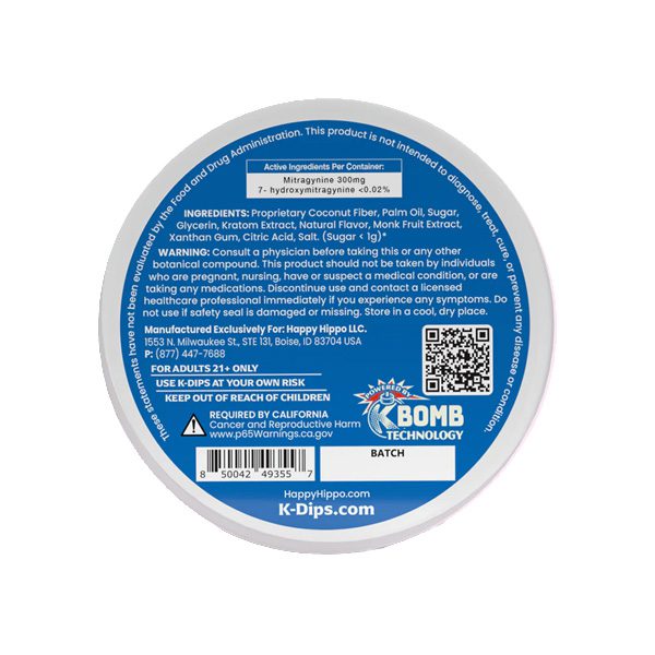 K-DIPS Blue Razzle Ingredients