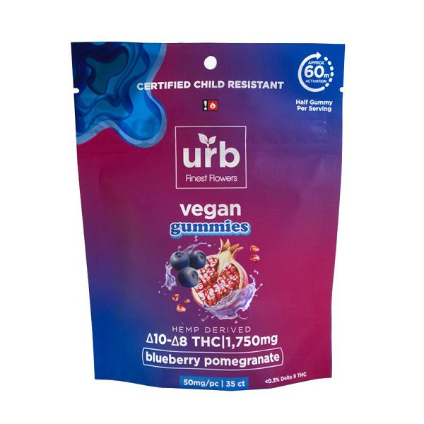 Buy URB Delta 8 Delta 10 GUMMIES Blueberry Pomegranate Flavor