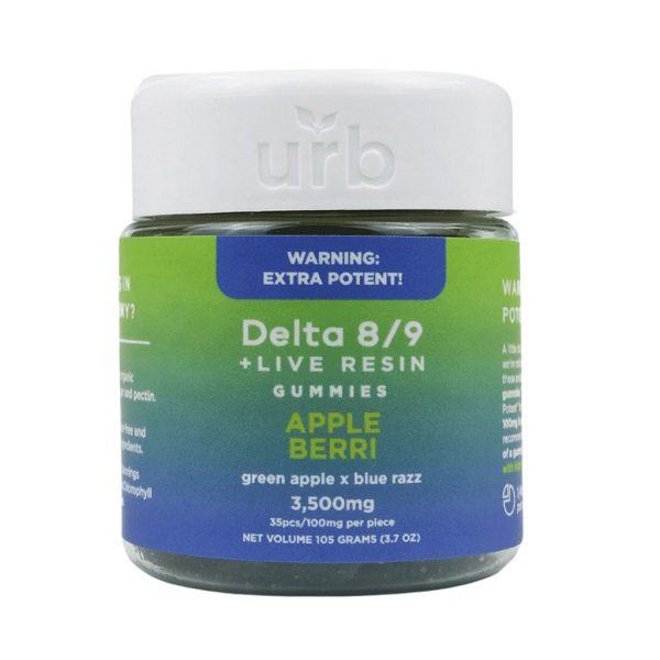 URB Delta 8 Delta 9 Gummies 3500mg Apple Berri flavor