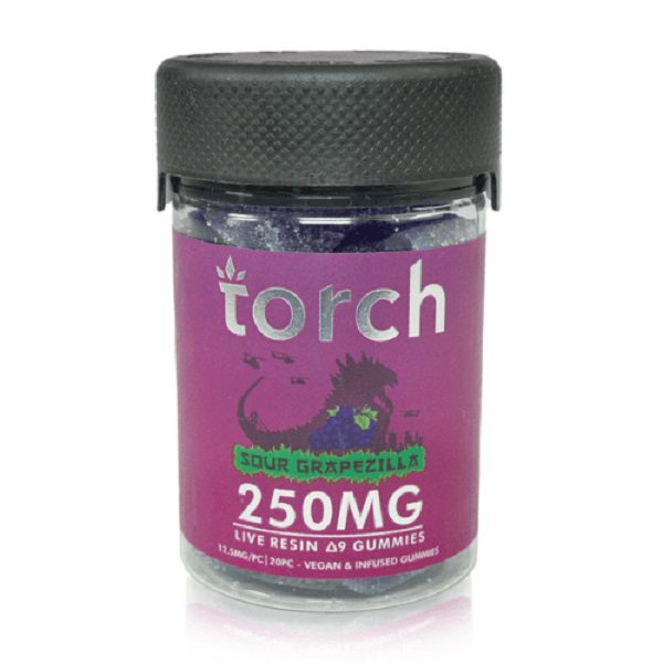 Torch Delta 9 Live Resin Gummies 250mg - Sour Grapezilla Flavor