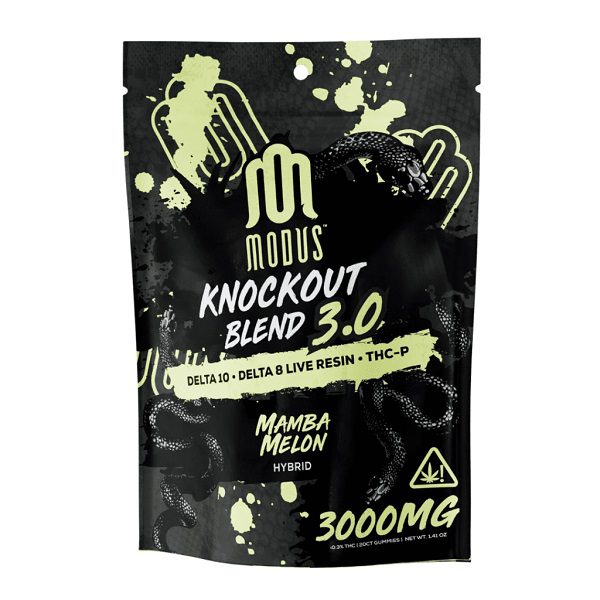 Modus Knockout Blend 3.0 Gummies 3000mg - Delta 10 THC, live resin delta 8 THC, and THC-P - Mamba Melon (Hybrid) Strain