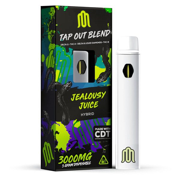 Modus Tap Out Blend Rechargeable and Disposable Vape Pen 3 Grams infused with Delta 11, thcx, delta 8, thcb, and cdt - Jealousy Juice (Hybrid) Strains