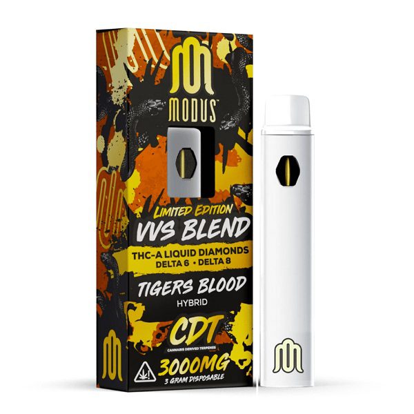 Modus VVS Blend Rechargeable and Disposable Vape Pen 3 Grams infused THCA, D6, D8 - Tigers Blood (Hybrid) Strains