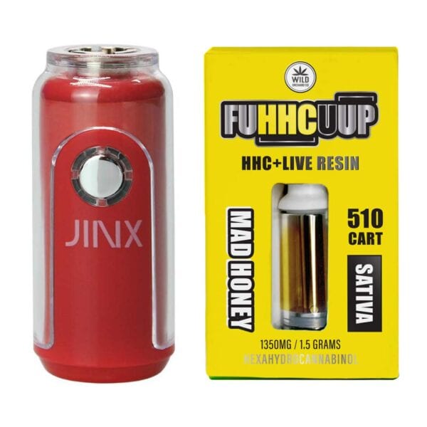 JINX FatBoy 510 Battery + FUHHCUUP 510 Cart - Bright Red color and Mad Honey by Wild Orchard