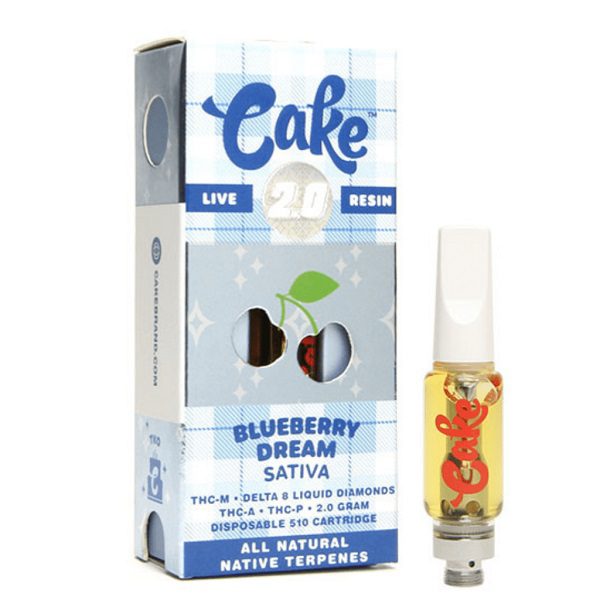 Cake TKO Blend Cartridge Infused with THCM, liquid diamonds D8, THCA, THCP - Blueberry Dream (Sativa) Strain