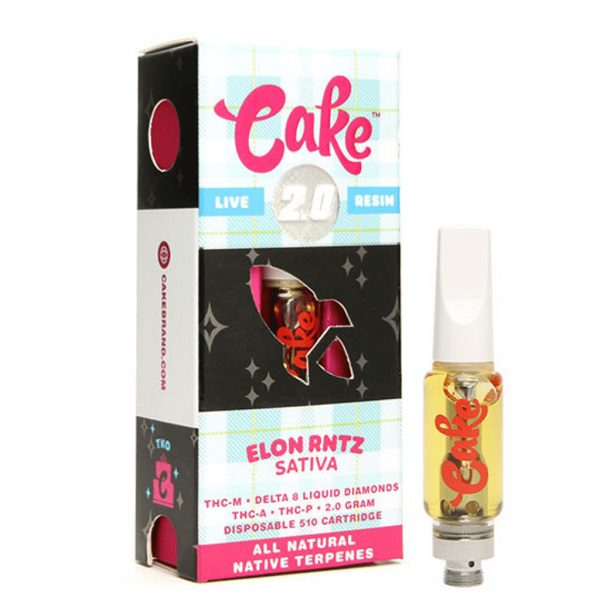 Cake TKO Blend Cartridge Infused with THCM, liquid diamonds D8, THCA, THCP - Elon RNTZ (Sativa) Strain