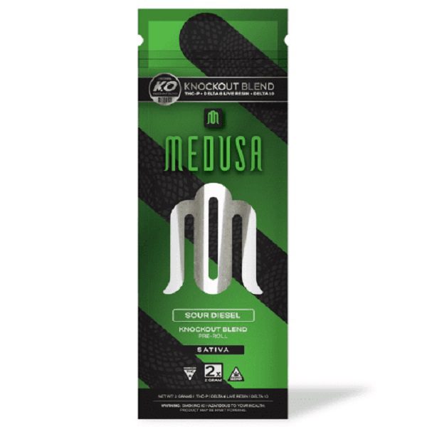 Modus Knockout Blend Prerolls 2 Grams infused with delta-8 live resin, THC-P, and delta-10 - Sour Diesel (Sativa) Strains