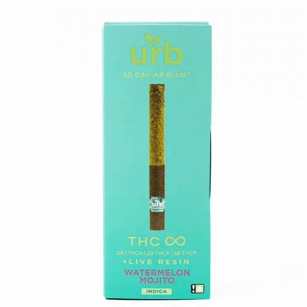 URB THC Blend Infinity Caviar Blunt 3 Grams infused with a potent blend of delta 8 THC, THC-H, delta 9 THC-P, and delta 8 THC-P - Watermelon Mojito (Indica) Strain