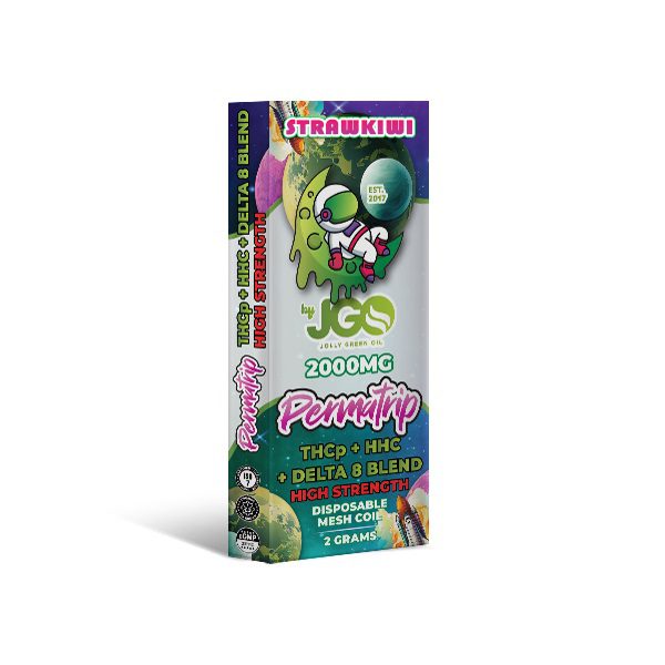 JGO Permatrip Delta-8 + THCP + HHC Blend Disposable Vape 2 Grams - Strawkiwi Flavor