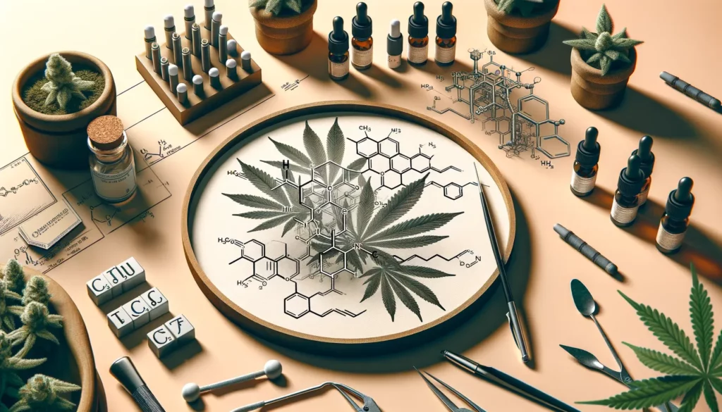 Create a detailed, educational image showcasing the chemical structure of Delta-8 THC, alongside a comparison with Delta-9 THC. The image should feature molecular diagrams, highlighting the differences and similarities between these two compounds. Incorporate a scientific and analytical theme, suitable for a blog post focused on the chemical aspects of Delta-8 THC. Emphasize clarity and accuracy to aid readers in understanding the distinct properties of these cannabinoids.