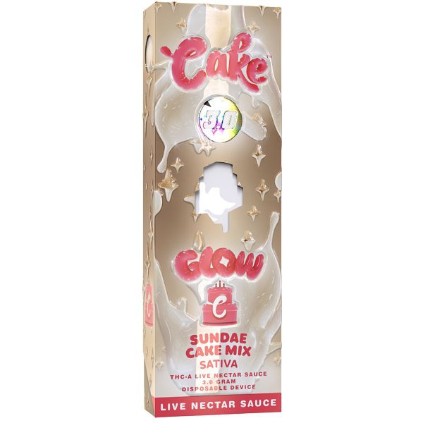 Cake Glow THC-A Disposable Vape Pen 3 Grams - Sundae Cake Mix (Sativa) Strain