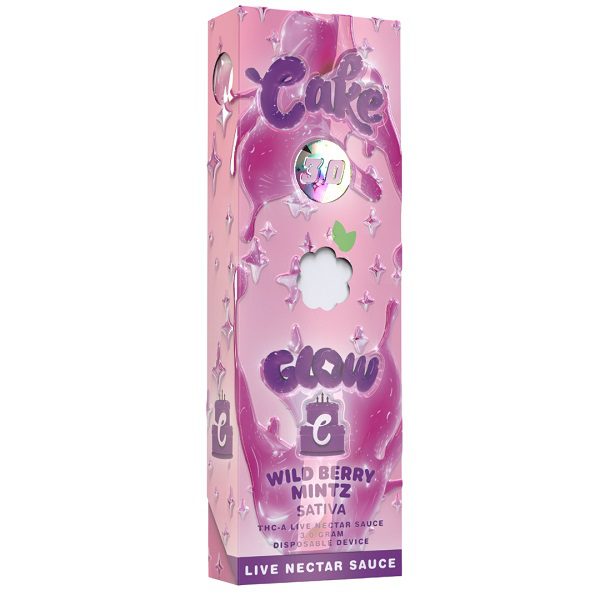 Cake Glow THC-A Disposable Vape Pen 3 Grams - Wild Berry Mintz (Sativa) Strain