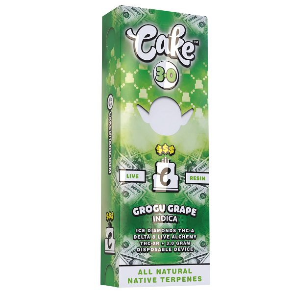 Cake $$$ Disposable Vape Pen 3G with D8, THCA, THCXR - Grogu Grape (Indica) Strain