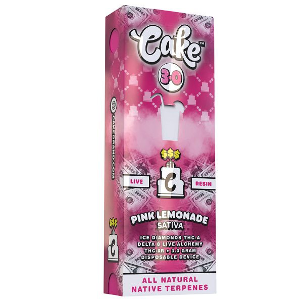 Cake $$$ Disposable Vape Pen 3G with D8, THCA, THCXR - Pink Lemonade (Sativa) Strain