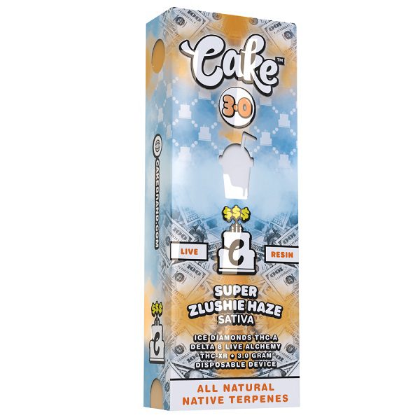 Cake $$$ Disposable Vape Pen 3G with D8, THCA, THCXR - Super Zlushie Haze (Sativa) Strain