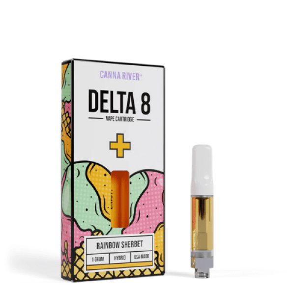 Canna River Delta 8 Vape Cartridge 1G - Rainbow Sherbet (Hybrid)